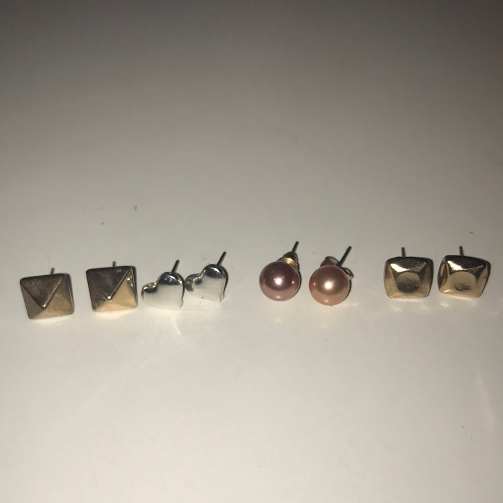 Mixed Stud Earring Set - Gold, Silver & Pink Pearl